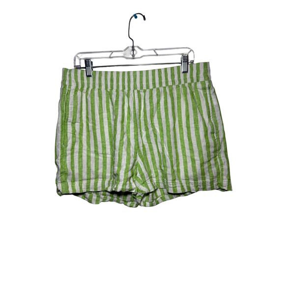 Old Navy Pants - Old Navy striped linen pocket pull on shorts‎ womens large comfort coastal boho